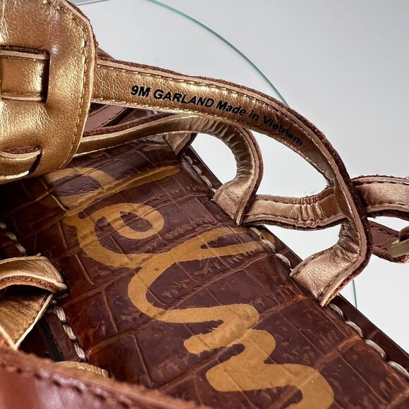 Sam Edelman Garland Sandals Gladiator Brown Leather croc emboss - Picture 5 of 6